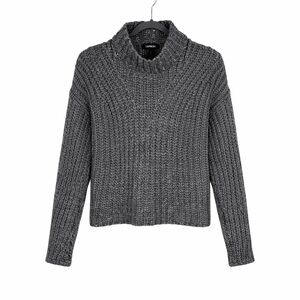 Express Womens Wool Blend Cowl Neck Sweater XS Chunky Fisherman Scandi Grey
